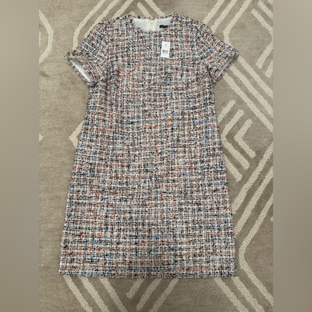 Ann Taylor Colored Tweed Sheath Dress Short Sleeve Crew Neck - tags still on